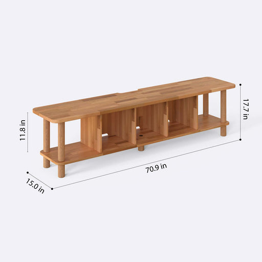 Potter Solid Beech Wood TV Stand | Modern Low Profile Media Console Demontha
