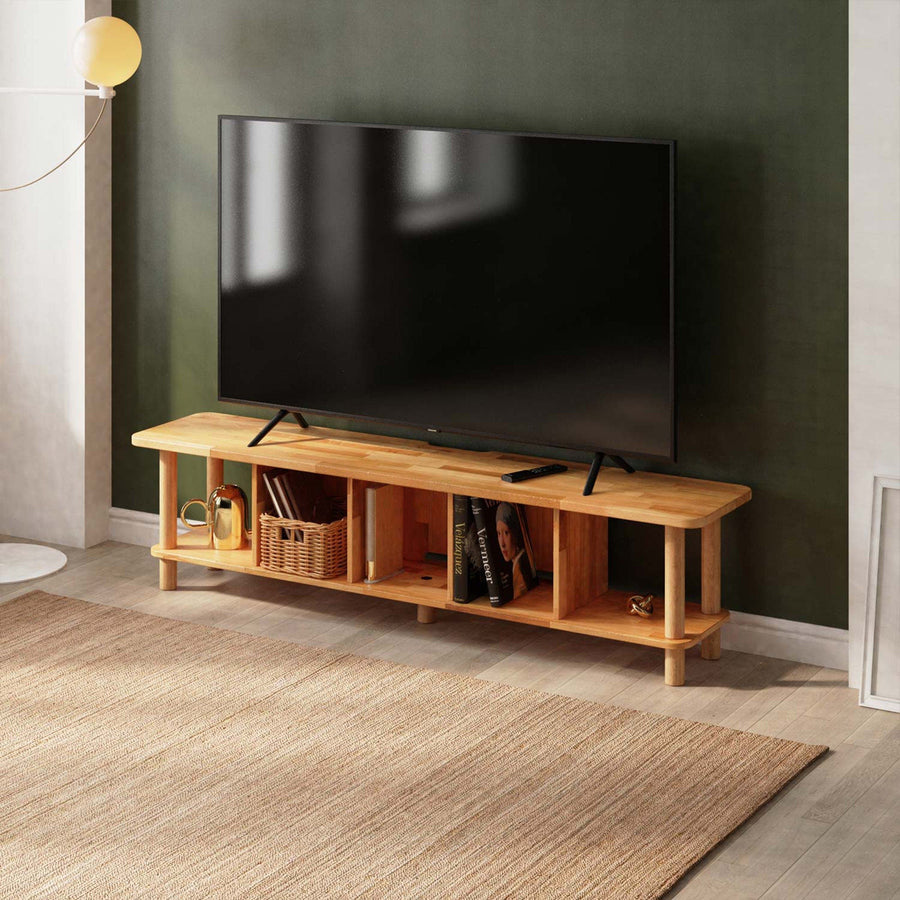 Potter Solid Beech Wood TV Stand | Modern Low Profile Media Console Demontha