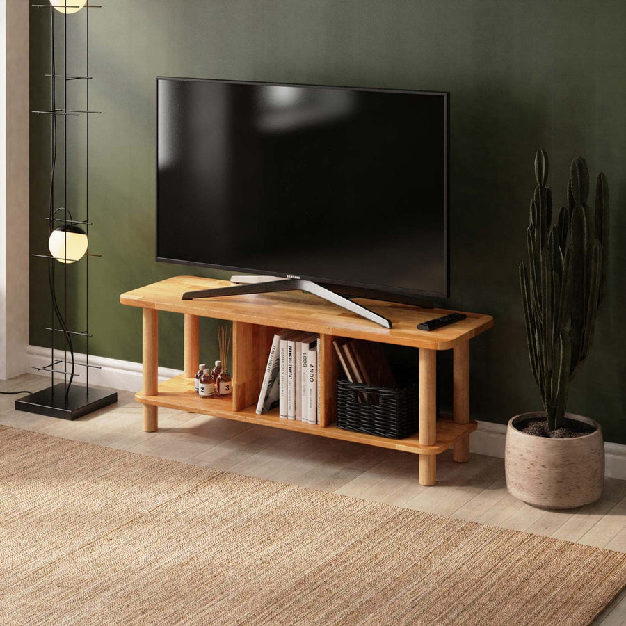 Potter Solid Beech Wood TV Stand | Modern Low Profile Media Console Demontha