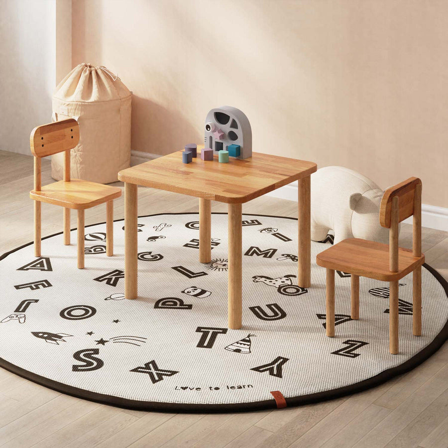 Rio Solid Beech Wood Kids Table and 2 Chairs Set | Wooden Play Table Demontha