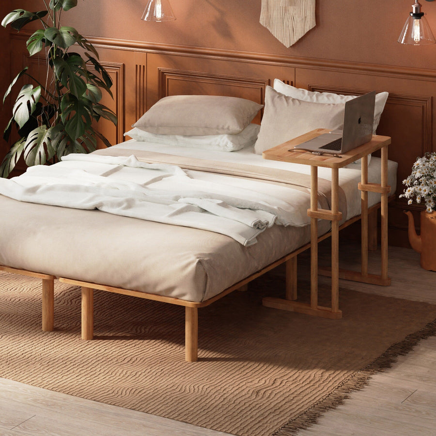 Brooklyn Solid Beech Wood C Table | Modern Space-Saving Desk Demontha