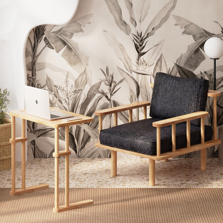 Brooklyn Solid Beech Wood C Table | Modern Space-Saving Desk Demontha
