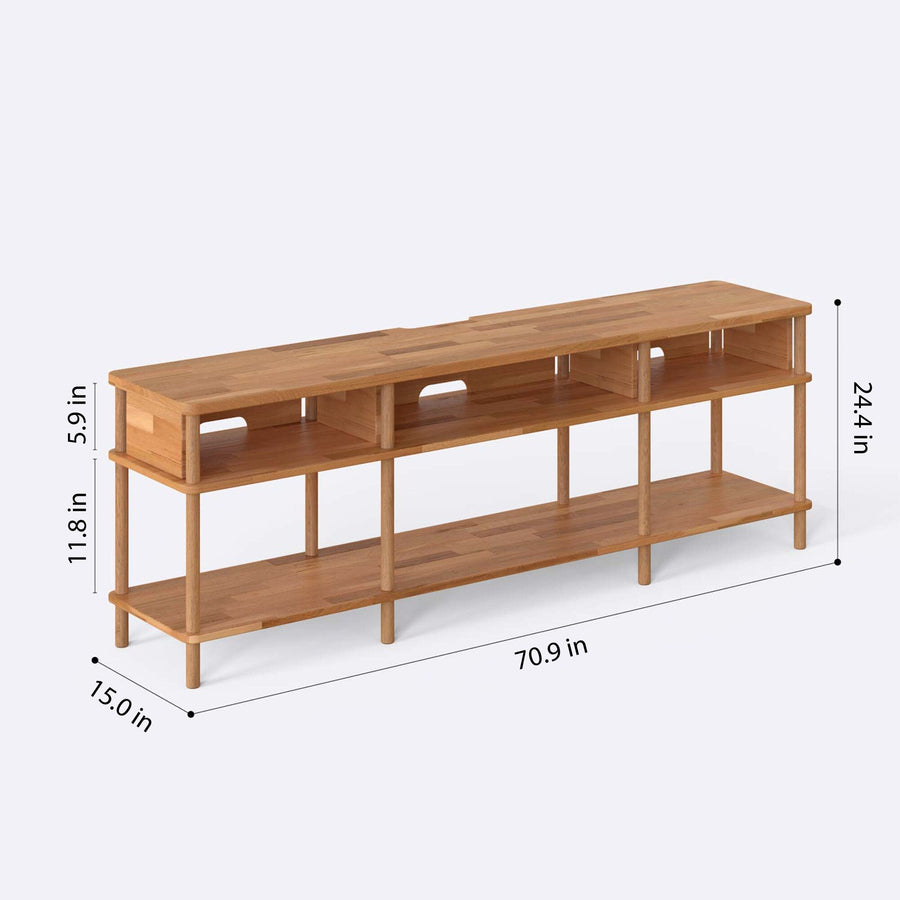 Beverly Hills Solid Beech Wood TV Stand | Modern Low Profile Media Console Demontha