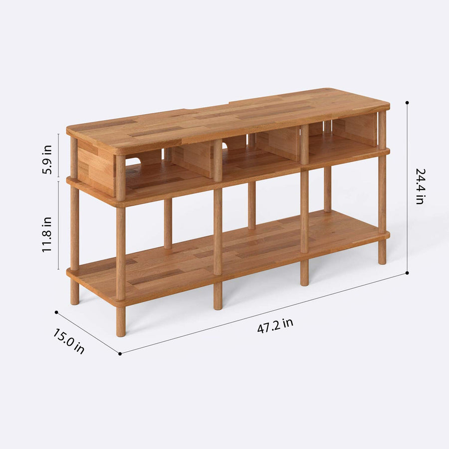 Beverly Hills Solid Beech Wood TV Stand | Modern Low Profile Media Console Demontha