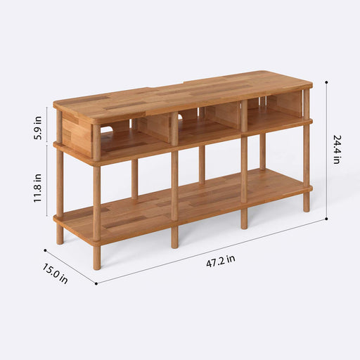 Beverly Hills Solid Beech Wood TV Stand | Modern Low Profile Media Console Demontha