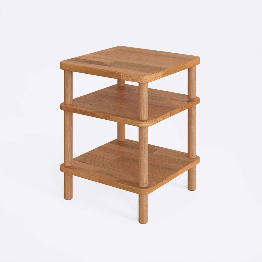 Brooklyn Solid Beech Wood Nightstand – Modern Two-Shelf Bedside Table Demontha