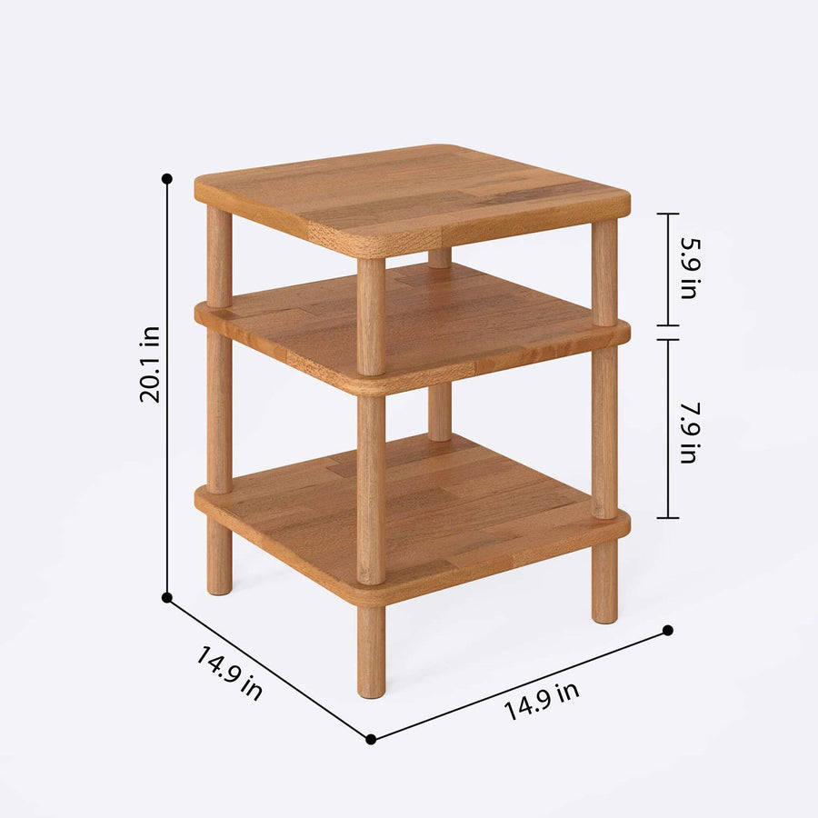 Brooklyn Solid Beech Wood Nightstand – Modern Two-Shelf Bedside Table Demontha