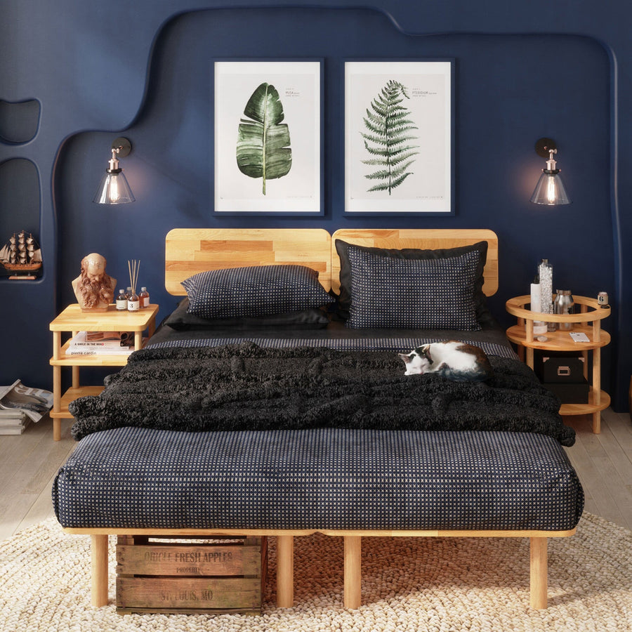 Brooklyn Solid Beech Wood Nightstand – Modern Two-Shelf Bedside Table Demontha