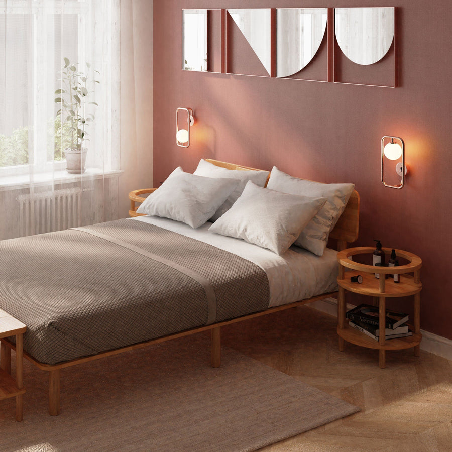 Soho Round Beech Nightstand Demontha