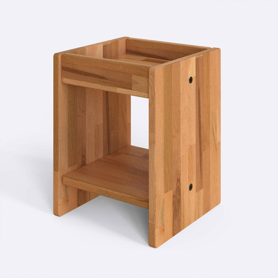 Compton Solid Beech Wood Nightstand | Minimalist Two-Shelf Bedside Table Demontha
