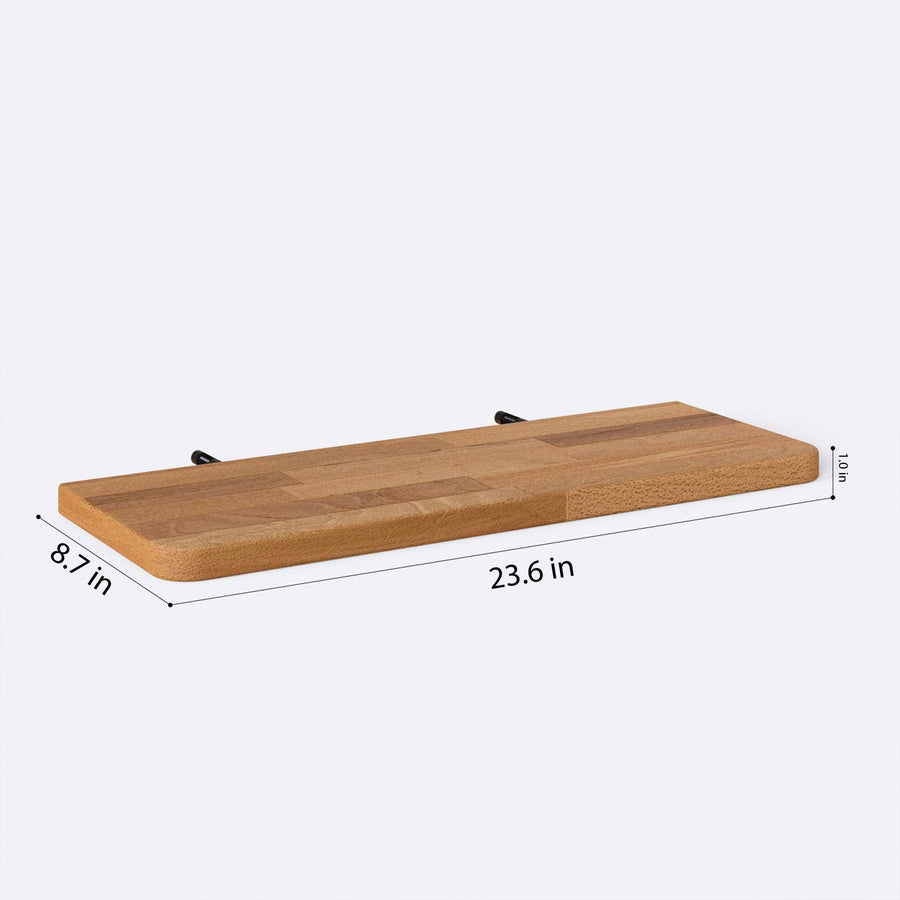 Polo Solid Beech Wood Floating Shelf | Modern Wall Mounted Shelf Demontha