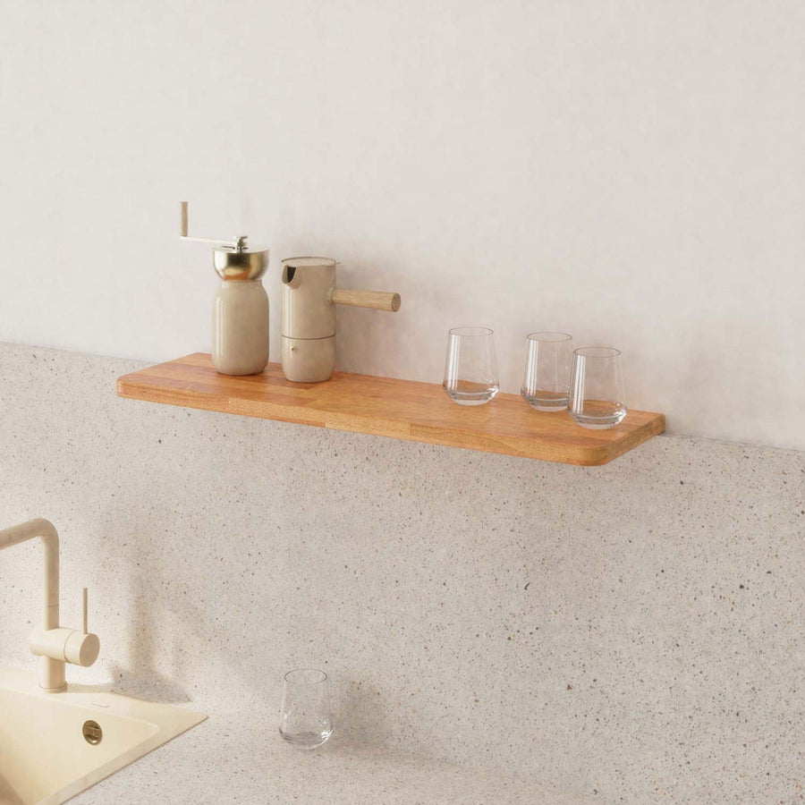 Polo Solid Beech Wood Floating Shelf | Modern Wall Mounted Shelf Demontha