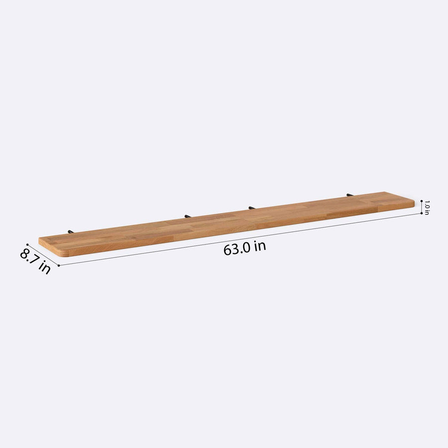 Polo Solid Beech Wood Floating Shelf | Modern Wall Mounted Shelf Demontha