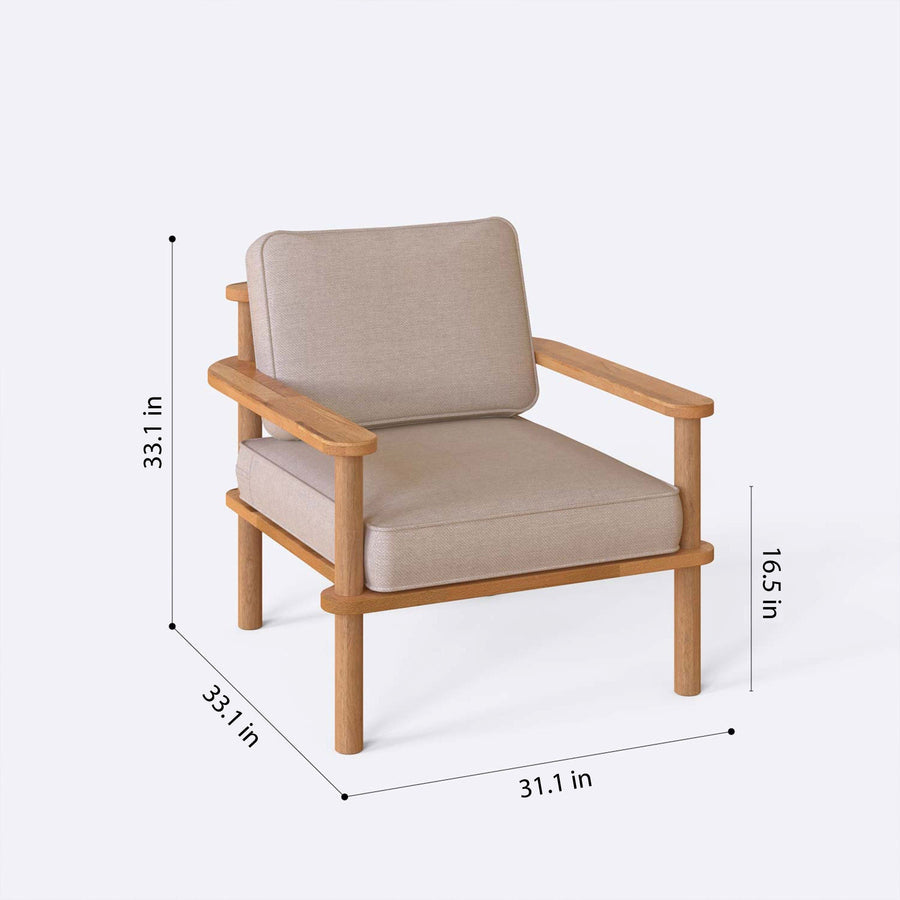 Brooklyn Solid Beech Wood Armchair | Modern Upholstered Accent Chair Demontha