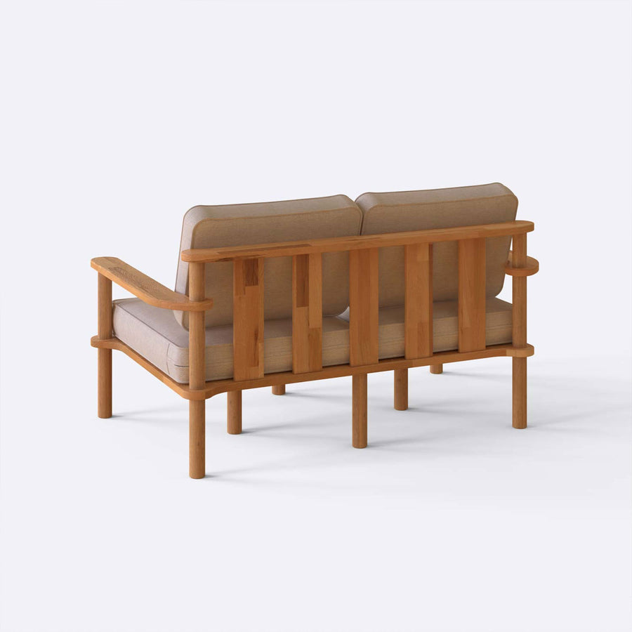 Brooklyn Solid Beech Wood Sofa | Modern Upholstered Wooden Loveseat Demontha