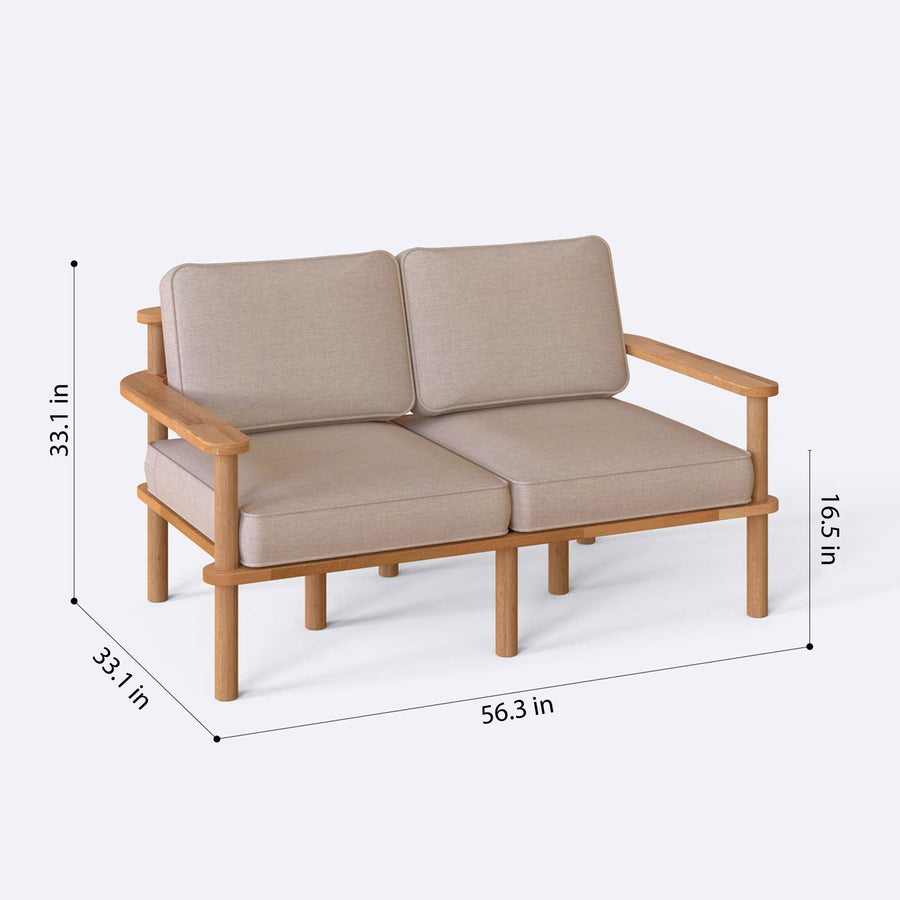 Brooklyn Solid Beech Wood Sofa | Modern Upholstered Wooden Loveseat Demontha