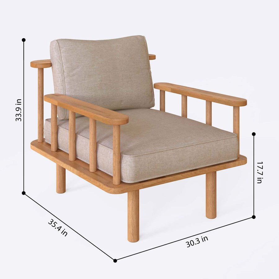 Manhattan Solid Beech Wood Armchair | Modern Upholstered Accent Chair Demontha