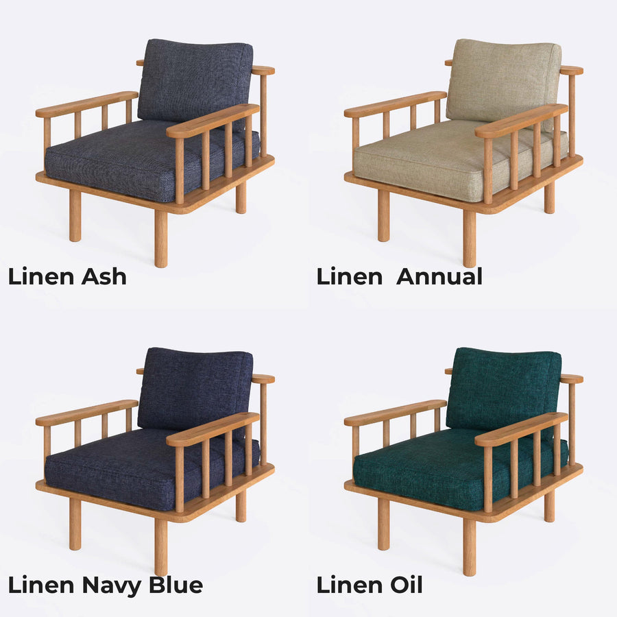 Manhattan Solid Beech Wood Armchair | Modern Upholstered Accent Chair Demontha