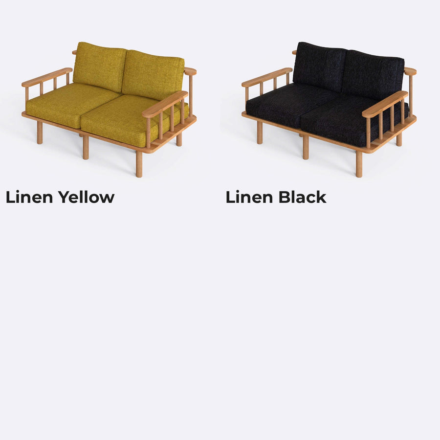 Manhattan Solid Beech Wood Sofa | Modern Upholstered Wooden Loveseat Demontha