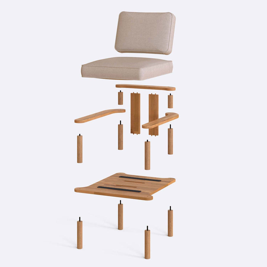 Brooklyn Solid Beech Wood Armchair | Modern Upholstered Accent Chair Demontha