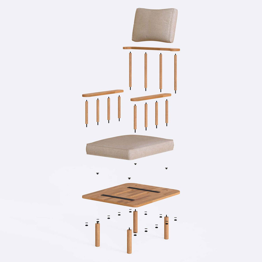 Manhattan Solid Beech Wood Armchair | Modern Upholstered Accent Chair Demontha