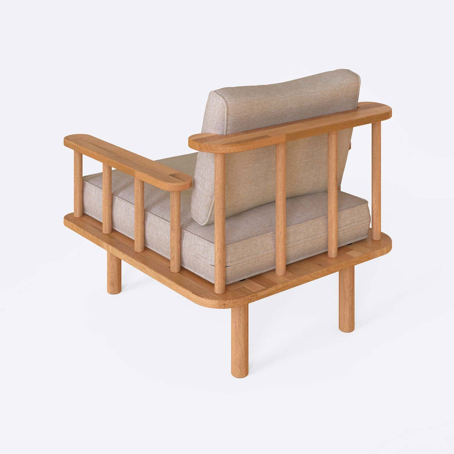 Manhattan Solid Beech Wood Armchair | Modern Upholstered Accent Chair Demontha