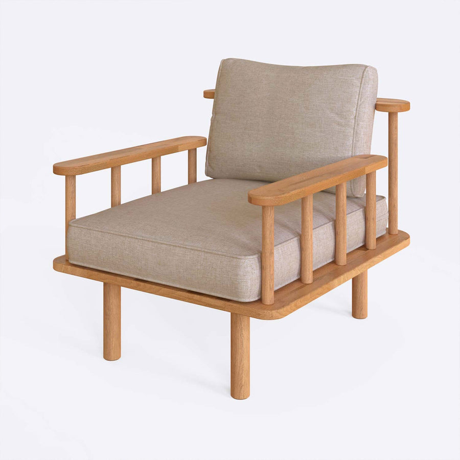 Manhattan Solid Beech Wood Armchair | Modern Upholstered Accent Chair Demontha
