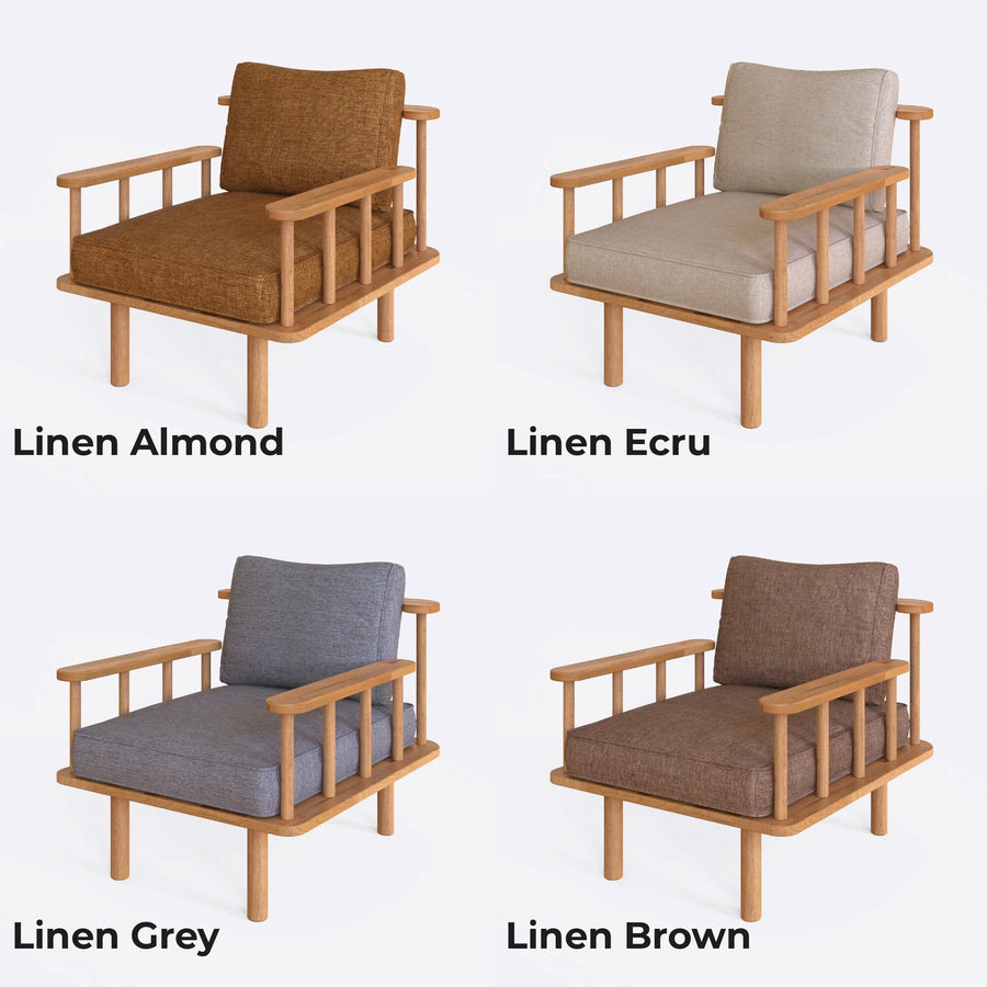 Manhattan Solid Beech Wood Armchair | Modern Upholstered Accent Chair Demontha