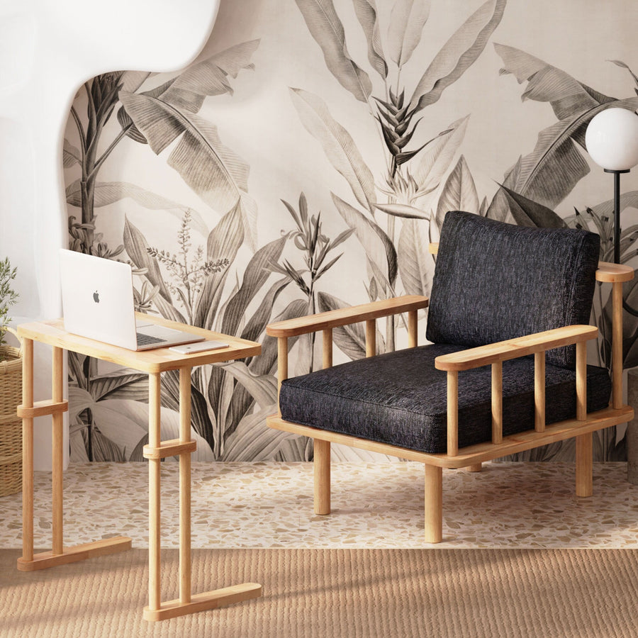 Manhattan Solid Beech Wood Armchair | Modern Upholstered Accent Chair Demontha