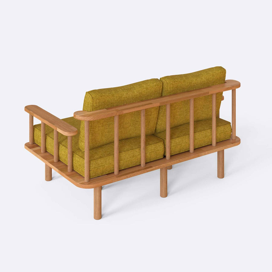 Manhattan Solid Beech Wood Sofa | Modern Upholstered Wooden Loveseat Demontha