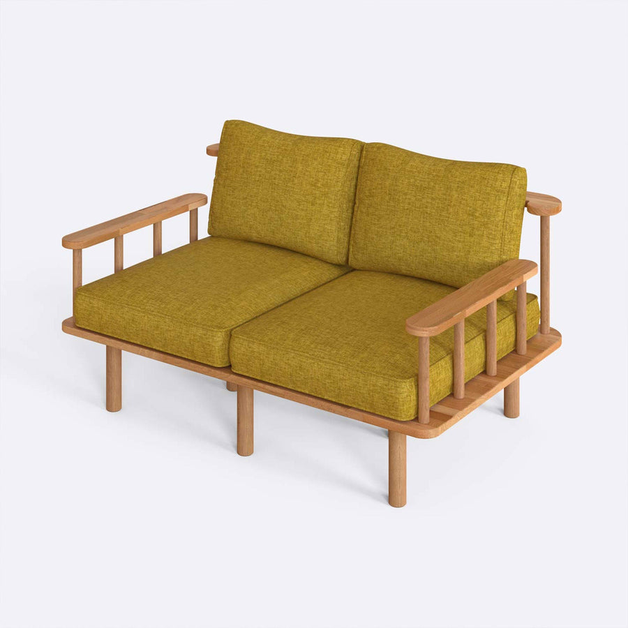 Manhattan Solid Beech Wood Sofa | Modern Upholstered Wooden Loveseat Demontha