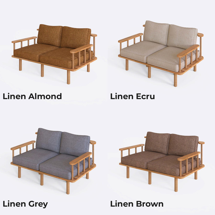 Manhattan Solid Beech Wood Sofa | Modern Upholstered Wooden Loveseat Demontha