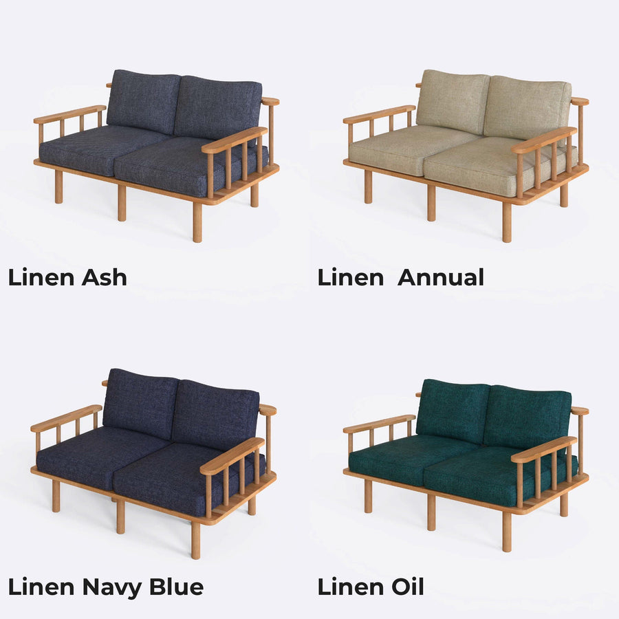 Manhattan Solid Beech Wood Sofa | Modern Upholstered Wooden Loveseat Demontha