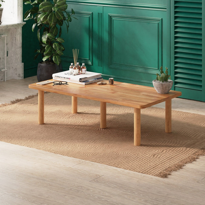 Soho Solid Beech Rectangle Wood Coffee Table with minimalist design, featuring a sleek, modern look and sturdy construction, ideal for enhancing any living room with a touch of natural elegance.