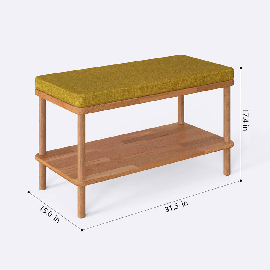 Queens Solid Beech Wood Linen Bench | Modern Entryway Bench Demontha