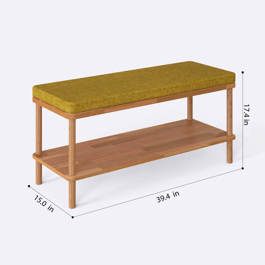 Queens Solid Beech Wood Linen Bench | Modern Entryway Bench Demontha