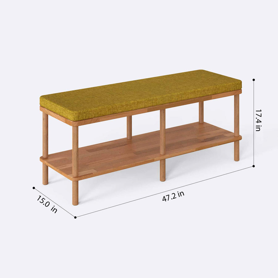Queens Solid Beech Wood Linen Bench | Modern Entryway Bench Demontha