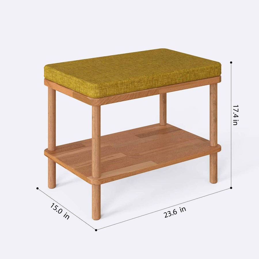 Queens Solid Beech Wood Linen Bench | Modern Entryway Bench Demontha