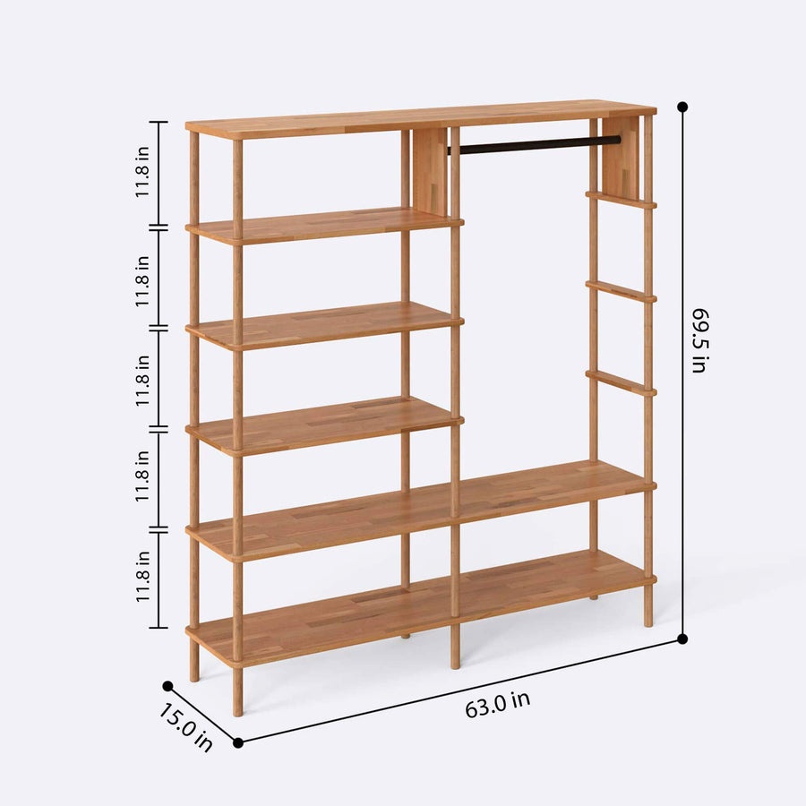 Soho Solid Wood Clothes Rack with Shelves Demontha